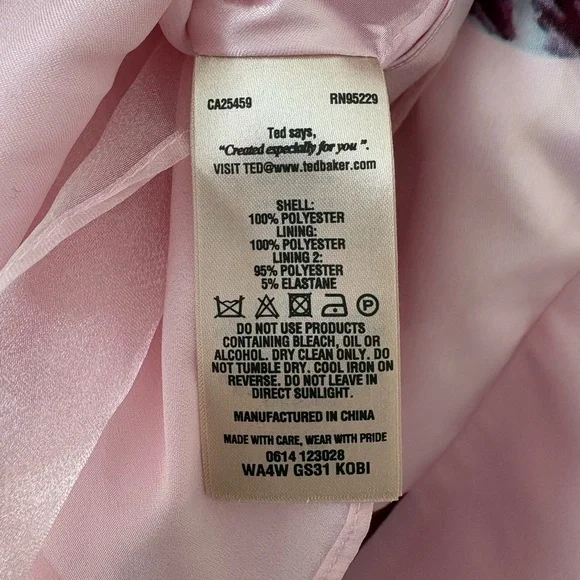 Ted Baker Light Pink Satin Floral Pleated A-Line Skirt Size US 4 Summer Feminine - Picture 7 of 8